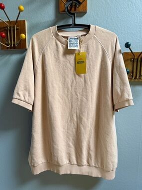 Jungmaven Short Sleeve Raglan Fleece Sweatshirt light peach color